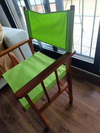 Sillón Plegable Madera y Tela Verde