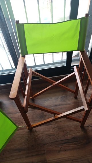 Sillón Plegable Madera y Tela Verde