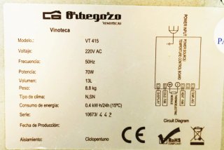 Nevera Botellero Vino Orbegozo