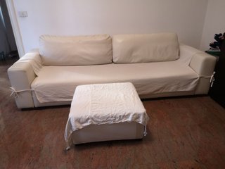 Divano e pouf PRIMAFILA WILLIAM ecopelle panna