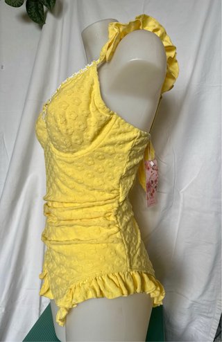 Costume da bagno retro giallo stile Pin-up