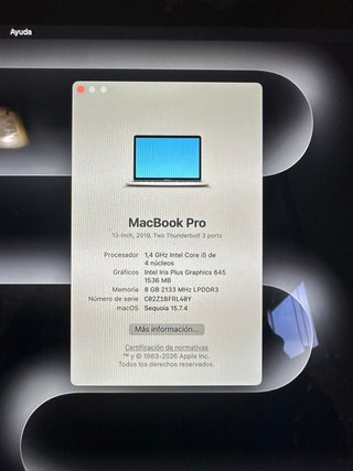 MacBook Pro 13 2019 Plata/Gris Espacial