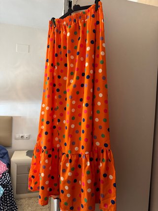 Falda flamenca naranja lunares multicolor
