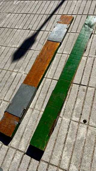 Bancos verdes plegables madera y metal