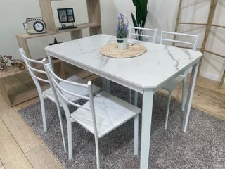 Mesa Comedor + 4 Sillas 110cm Blanco