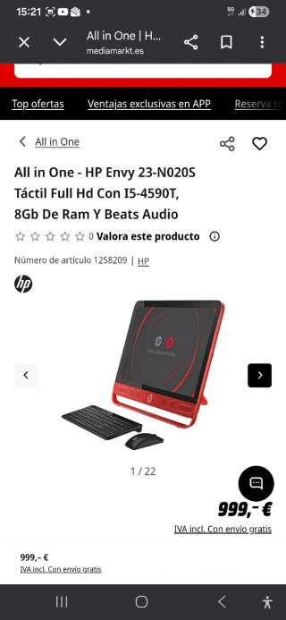 HP Envy 23 Beats Edición Especial Roja