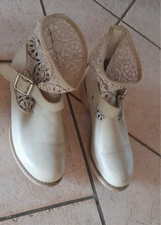 Stivaletti ballerine beige con pizzo – taglia 40