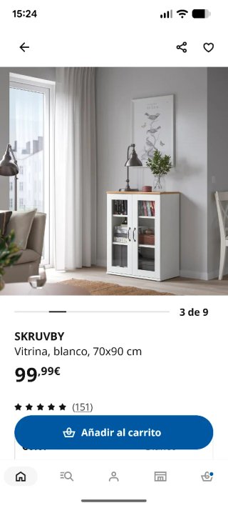 Vitrina SKRUVBY Ikea Blanca Madera Cristal