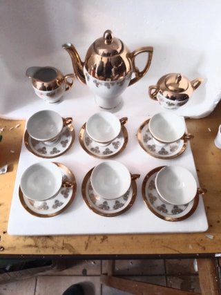 Servizio Caffè Porcellana Oro Bianco