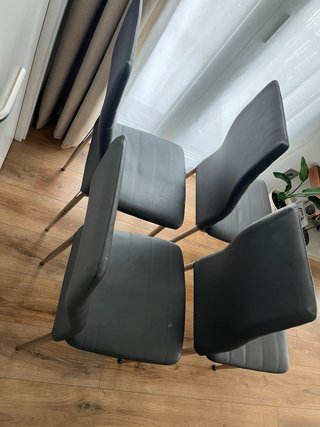 4 Sillas Comedor Piel Sintética Gris