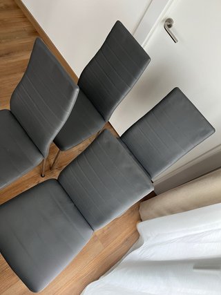 4 Sillas Comedor Piel Sintética Gris