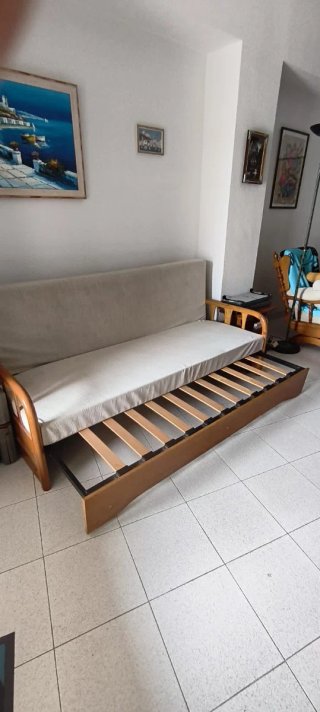 Sofá Cama Beige y Marrón