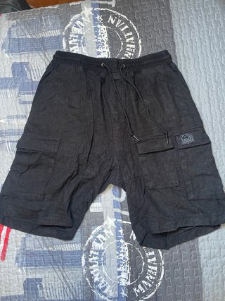 Pull&Bear Pantalón Corto Negro Cargo