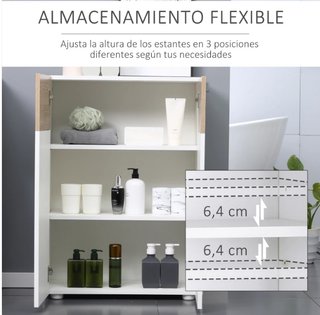 Armario Baño 2 Puertas Madera y Blanco