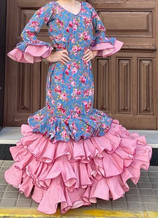 Traje de flamenca floral talla 40-42