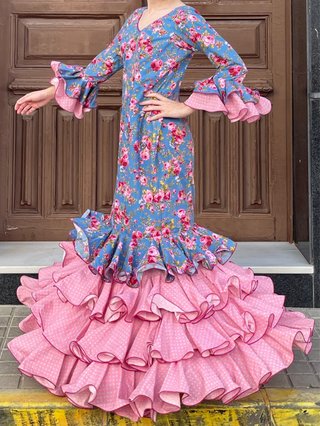 Traje de flamenca floral talla 40-42