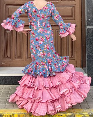 Traje de flamenca floral talla 40-42
