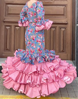 Traje de flamenca floral talla 40-42