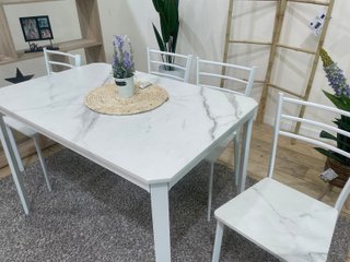 Mesa Comedor + 4 Sillas 110cm Blanco