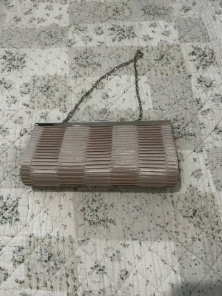 Pochette elegante raso beige/argento