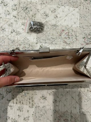 Pochette elegante raso beige/argento