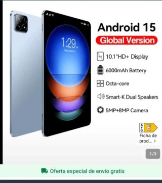 Tablet Android 15 Global 10.1 6000mAh Plata