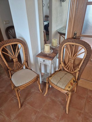 Mesa Comedor Bambú y Ratán con 4 Sillas