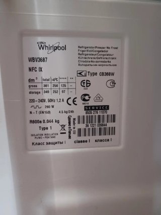 Nevera Frigorífico Whirlpool