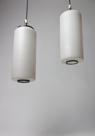 Lámpara vintage de madera y cristal 60s Italia