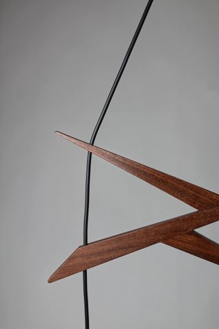 Lámpara vintage de madera y cristal 60s Italia