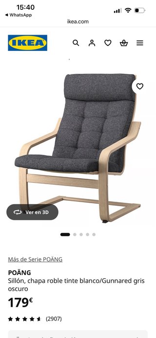 Butaca Ikea Poäng Gris Madera