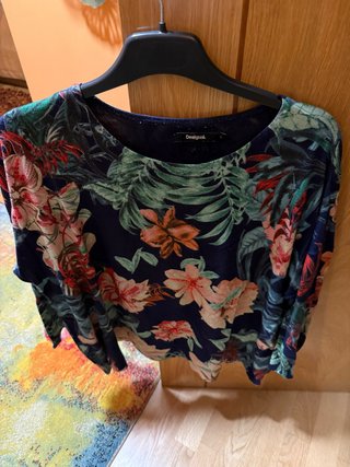 Jersey Desigual Estampado Floral Azul