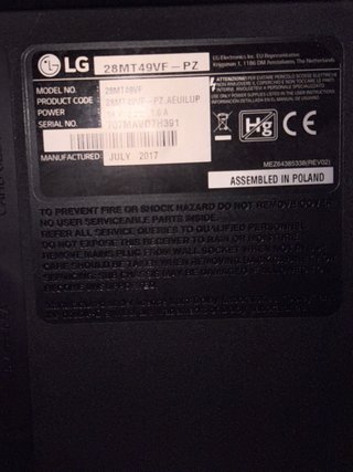 Television/TV Pantalla LG Negra