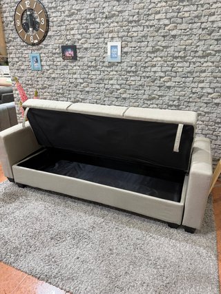 Sofá Cama Beige con Almacenamiento