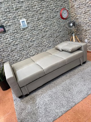 Sofá Cama Beige con Almacenamiento