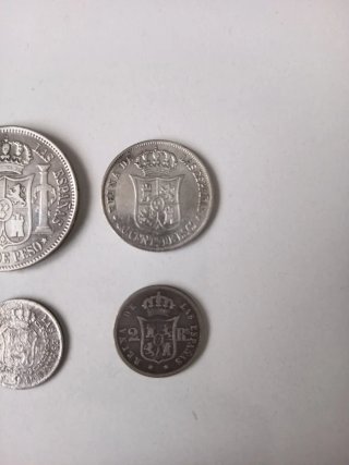 Lote 4 monete in argento di Isabel II