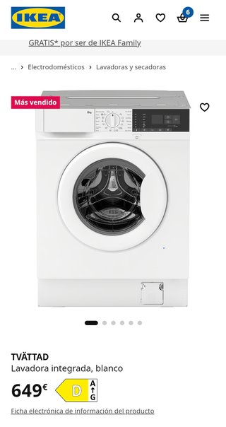 Lavadora integrable IKEA TVÄTTAD 8kg