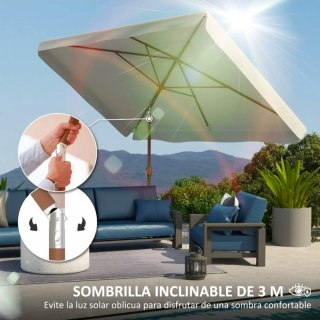 Sombrilla mástil de aluminio y manivela