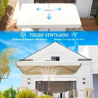 Sombrilla mástil de aluminio y manivela