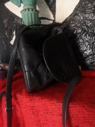 Bolso Piel Italiano Bandolera Negro