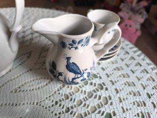 Juego de café porcelana azul y blanco de 12 tazas