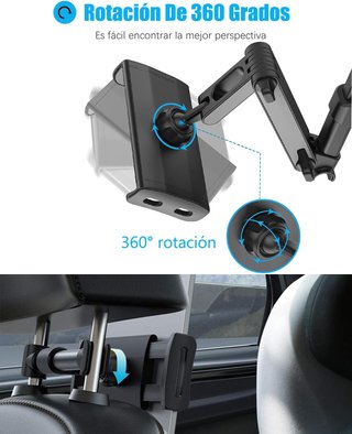 Supporto tablet auto per poggiatesta con rotazione 360