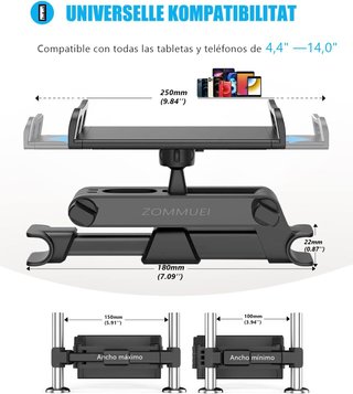 Supporto tablet auto per poggiatesta con rotazione 360