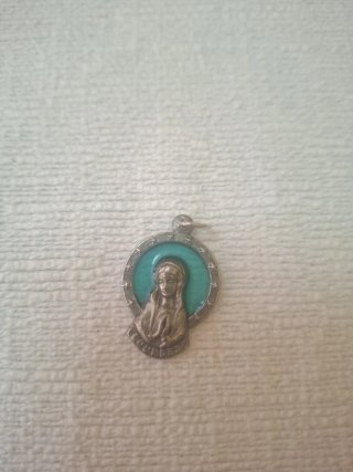 Medalla Virgen de Lourdes Plata y Azul