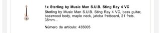 Sterling by Music Man Sting Ray 4 VC Bajo