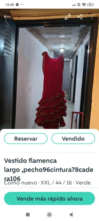 Vestido Flamenca Largo Rojo XXL