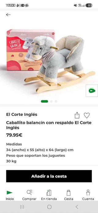 Caballito balancín gris con respaldo