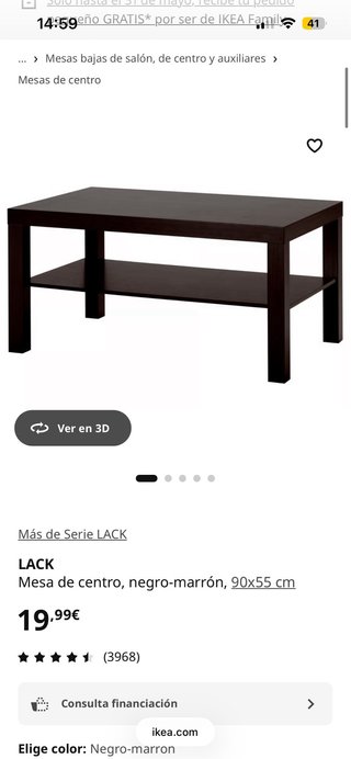 Mesa de centro Lack Ikea Negra
