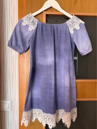 T-U. Vestido Blusa Azul con Encaje.