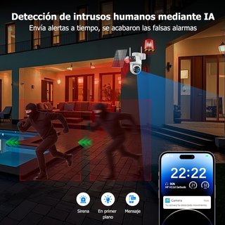 Cámara Vigilancia Solar 2K WiFi Exterior